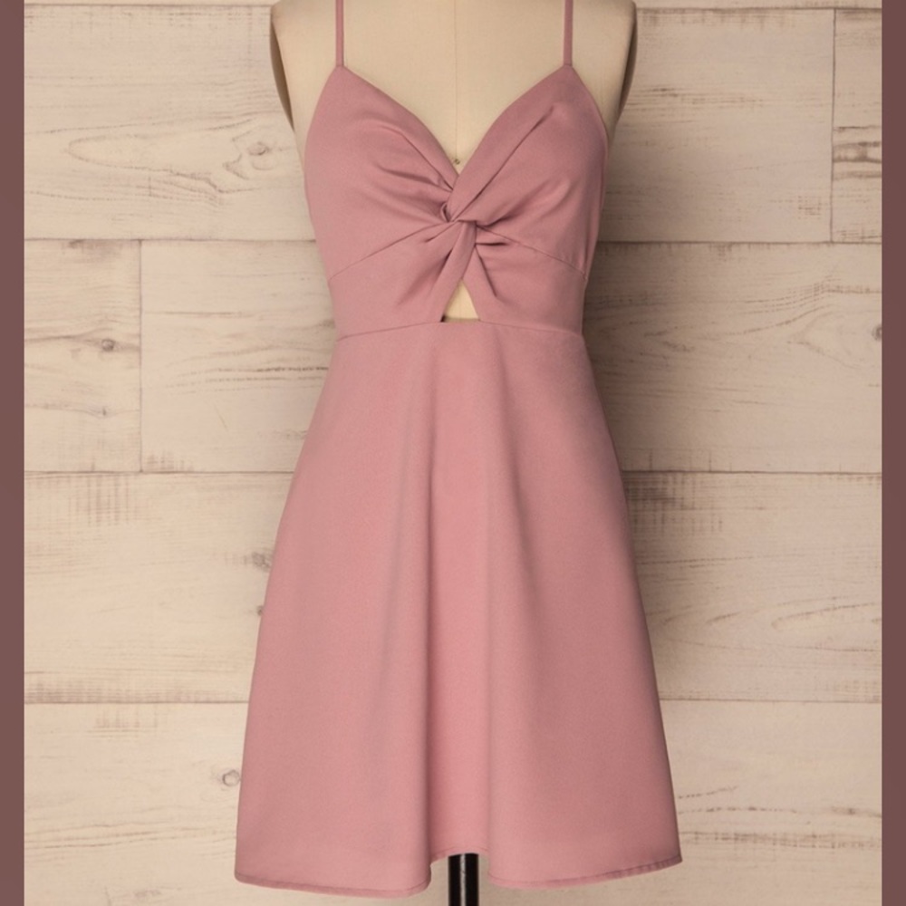 Dusty rose twist front dress - size S